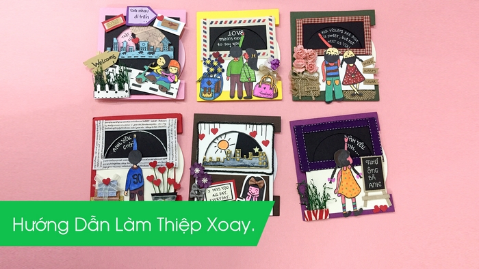 Hướng dẫn làm thiệp xoay Valentine - ghi và xóa chữ